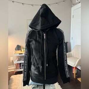 Michael Kors Black Long Sleeve Hooded Zip-Up Jacket